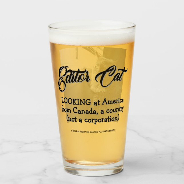 Editor Cat by RoseWrites Glass Cup (Back Filled)