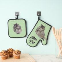 Editor Cat by RoseWrites Oven Mitt and Pot Holders