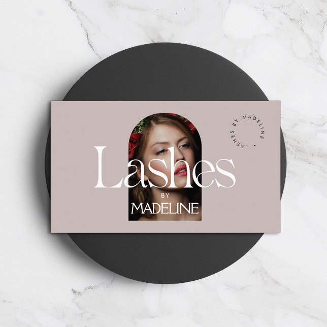 Editorial Chic Text Lashes Blush Mauve Business Card (Creator Uploaded)