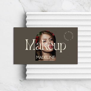 Editorial Chic Text Makeup Ivory/Brown Business Card