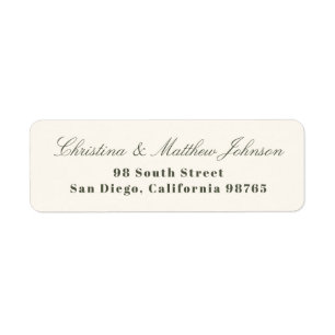 Editorial Elegant Script Newlywed Return Address Label