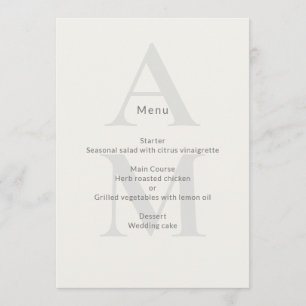 Editorial Initial Minimal Wedding Menu