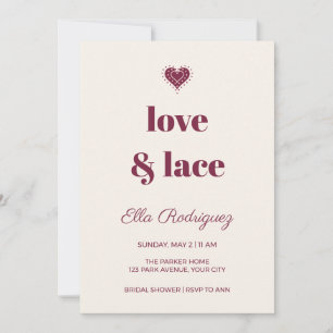 Editorial Love and Lace Bridal Shower Invitation