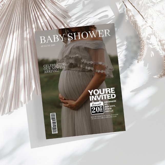 Editorial magazine cover photo Baby shower Invitation (Creator Uploaded)