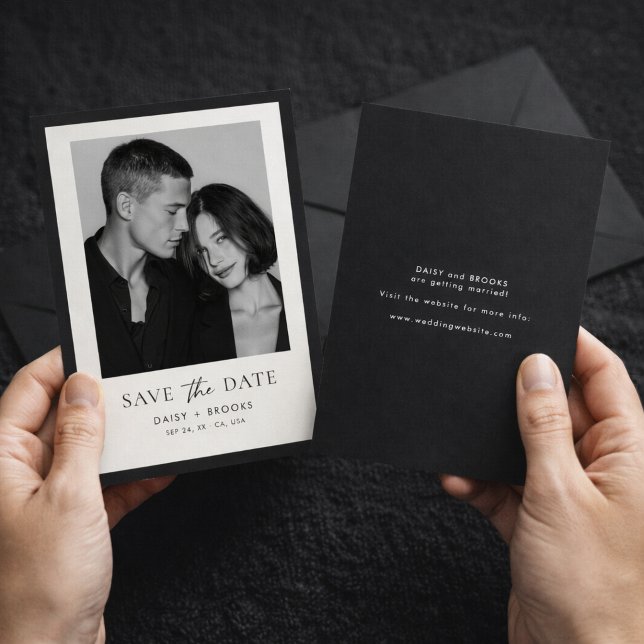 Editorial Minimalist Black White Typography Photo Save The Date (Creator Uploaded)