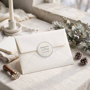 Editorial Minimalist Winter Wedding Elegant Round Classic Round Sticker