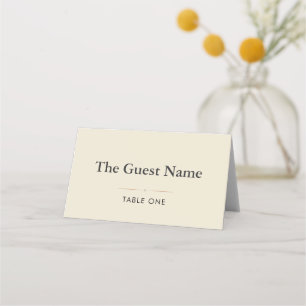 Editorial Minimalist Winter Wedding Folded Place Card