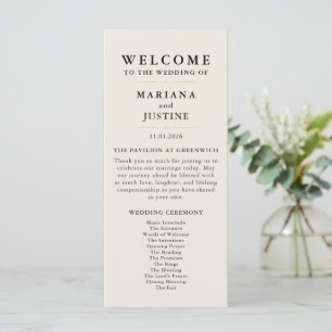 Editorial Minimalist Winter Wedding Program Card