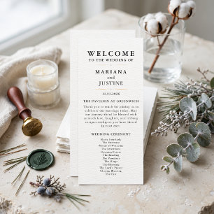 Editorial Minimalist Winter Wedding Program Card