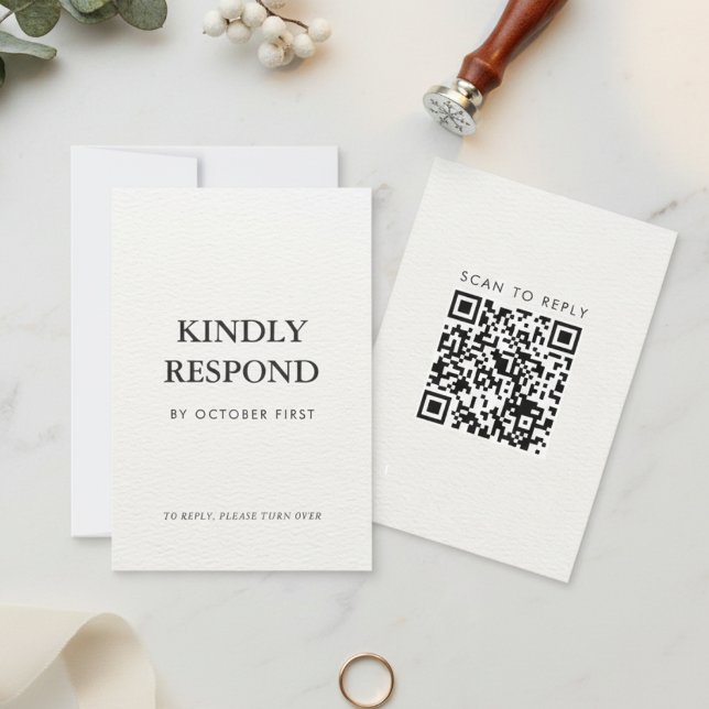 Editorial Minimalist Winter Wedding QR Code  RSVP Card (Editorial Minimalist Winter Wedding QR Code RSVP Card)