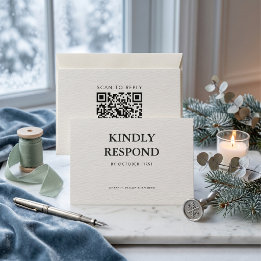 Editorial Minimalist Winter Wedding QR Code RSVP Card