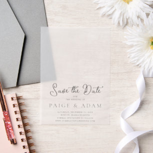 Editorial Modern Wedding Save the Date Vellum Invitations