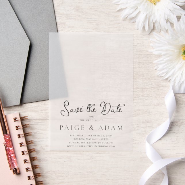 Editorial Modern Wedding Save the Date Vellum Invitations (Wedding)