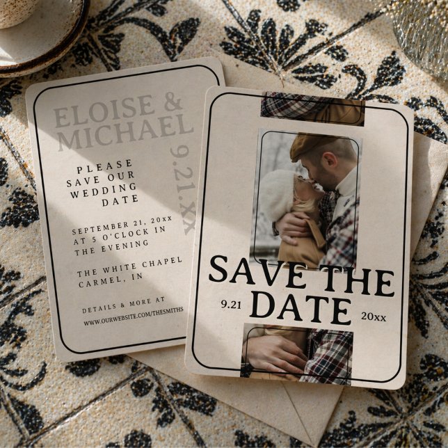 Editorial Photo Grid Save the Date Invitation (Editorial Photo Grid Save the Date Invitation)