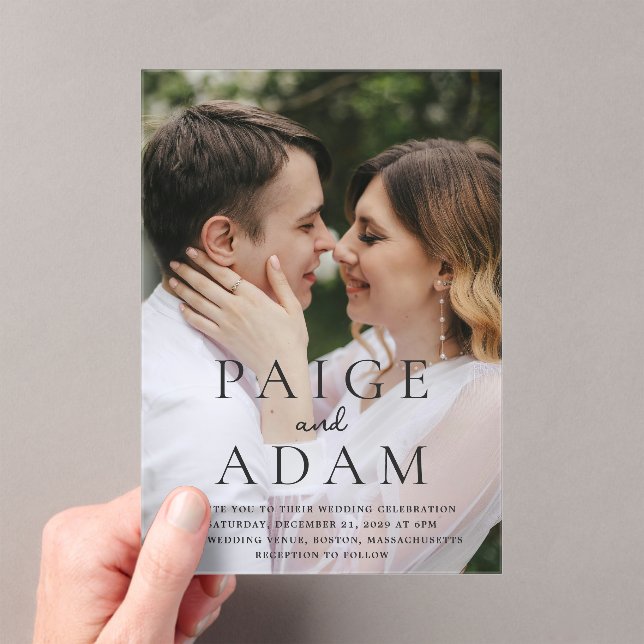 Editorial Photo Modern Wedding Acrylic Invitations (Insitu (Handheld))