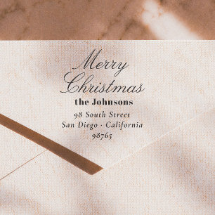 Editorial Script Merry Christmas Return Address Self-inking Stamp