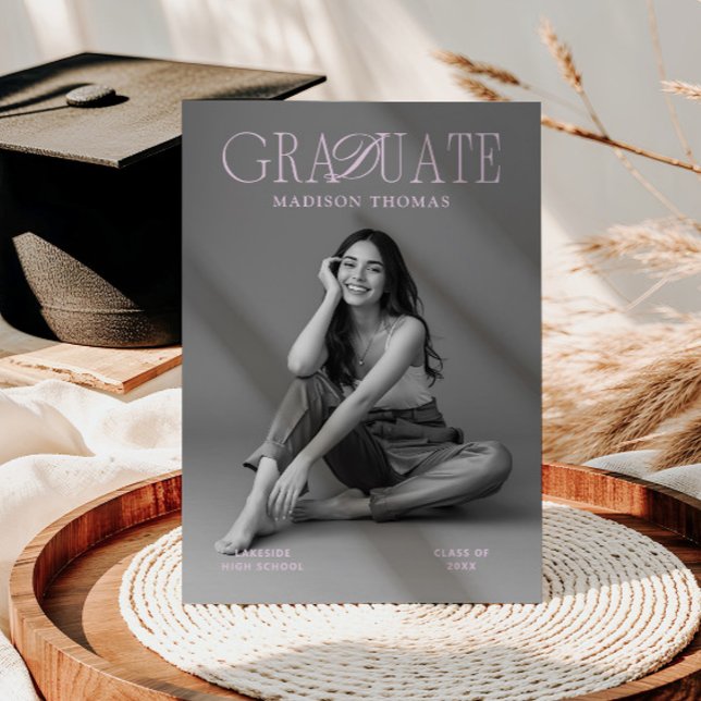 Editorial Soft Pink Typography Graduation Invitation (Creator Uploaded)