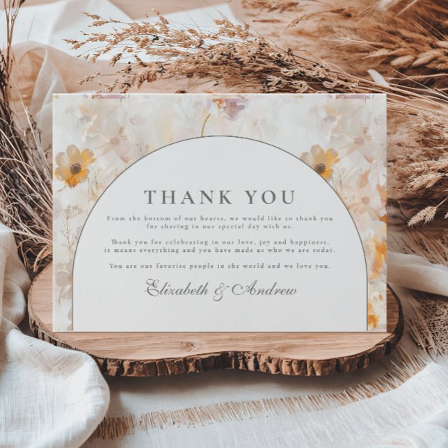 Editorial Wildflower Wedding Thank You Card (Creator Uploaded)