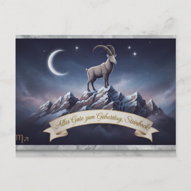 Edle Sternzeichen-Postkarte Steinbock – Alles Gute Postcard (Front)