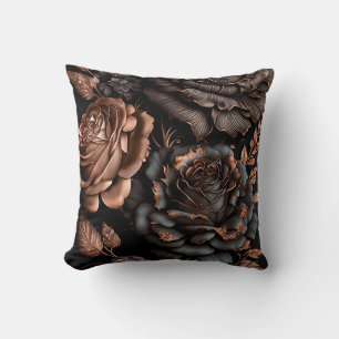 Edles Kupfer Rosen Deko Kissen Cushion