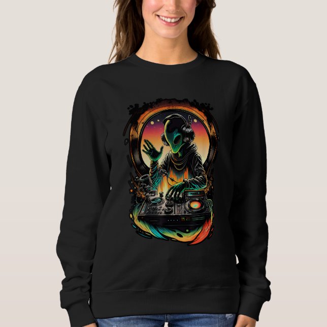 EDM Alien Rave Astronaut Alien DJ Alien DJing in S Sweatshirt (Front)