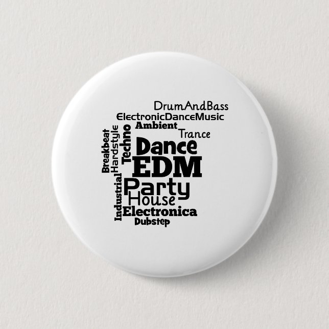 EDM Dance Party Word Cloud 6 Cm Round Badge (Front)