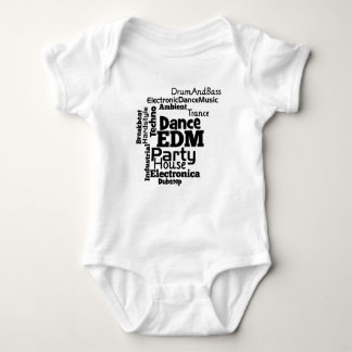 EDM Dance Party Word Cloud Baby Bodysuit