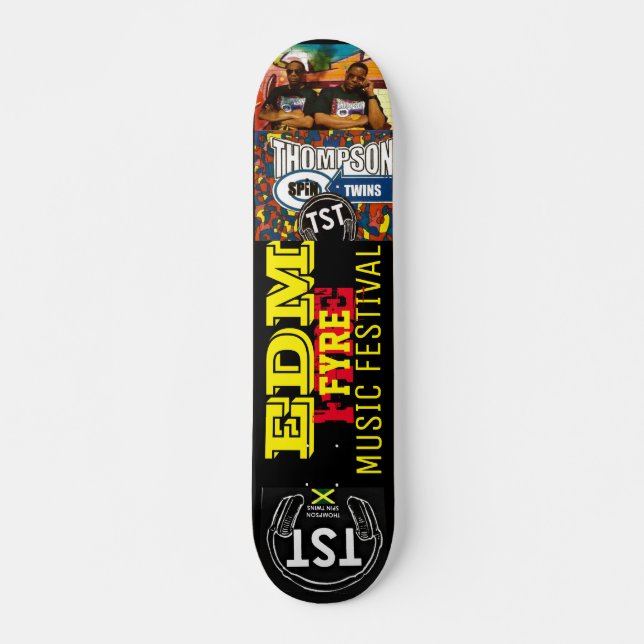 EDM FYRE MUSIC Skateboard, 7¾" Deck Skateboard (Front)