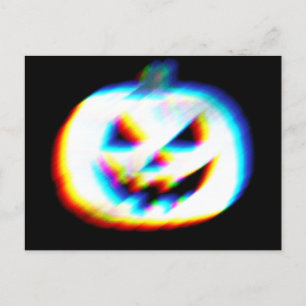 EDM Glitchy White Pumpkin Holiday Postcard