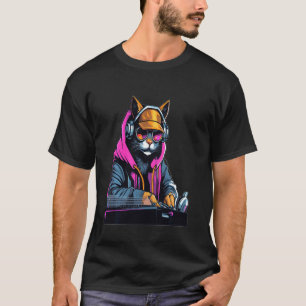 EDM Music Festival Cyberpunk DJ Cat Rave T-Shirt