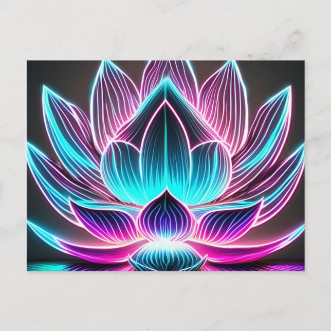 EDM Neon Laser Lights Lotus Flower Enlightenment Postcard (Front)