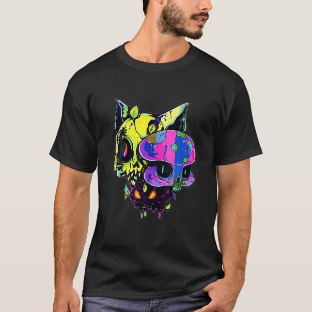 EDM Party Zombie Cat Psychedelic EDM Rave T-Shirt (Front)