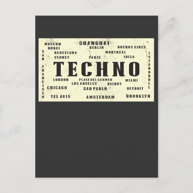 EDM Techno Underground International Rave Cities Postcard (Front)