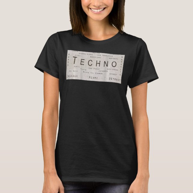 Edm Techno Underground Rave Cities On Back T-Shirt (Front)