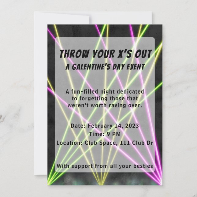 EDM Themed Galentines Invitation (Front)