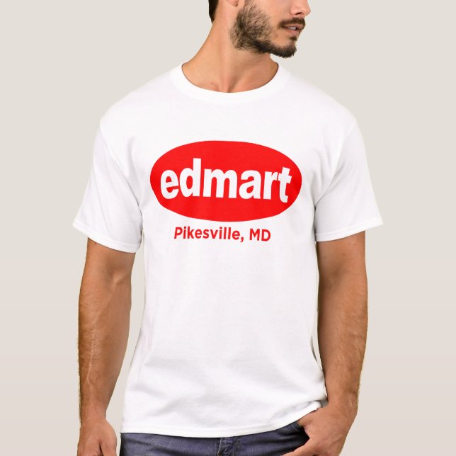 Edmart Red on White T-Shirt (Front)