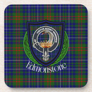Edmonstone Scottish Clan Tartan & Crest Coaster