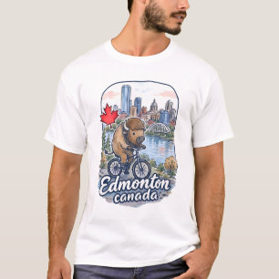 Edmonton Alberta Bicycling Cute Bison T-Shirt