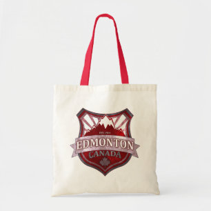 Edmonton Canada red grunge shield tote bag