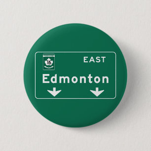Edmonton, Canada Road Sign 6 Cm Round Badge