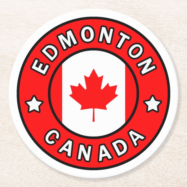 Edmonton Canada Round Paper Coaster (Front)