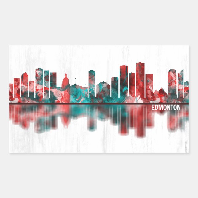 Edmonton Canada Skyline Rectangular Sticker (Front)