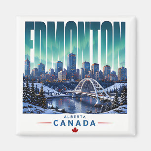 Edmonton Canada Skyline River Valley Travel Souven Magnet
