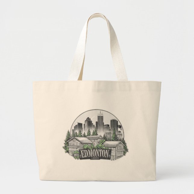 Edmonton City Canada Large Tote Bag (Front)