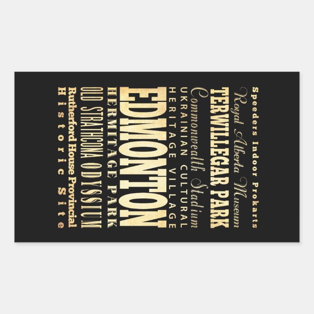 Edmonton City of Canada Typography Art Rectangular Sticker (Front)