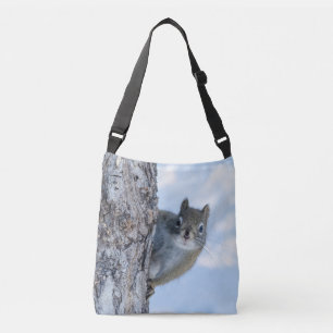 Edmonton Squirrel Peaking from Tree Wildlife Crossbody Bag
