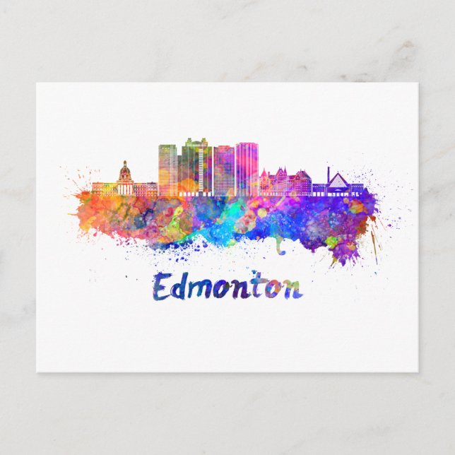 Edmonton V2 skyline in watercolor Postcard (Front)