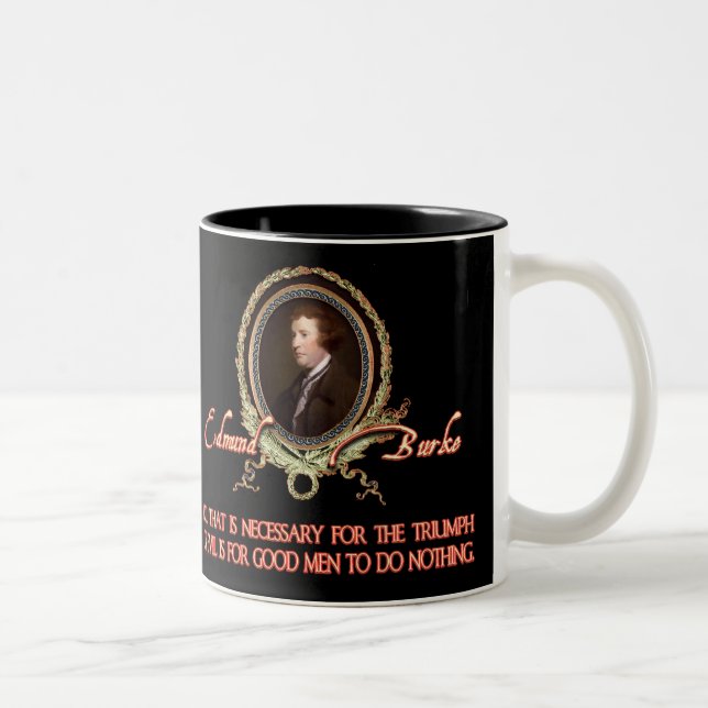 Edmund Burke Quote: Evil Triumphs Two-Tone Coffee Mug (Right)
