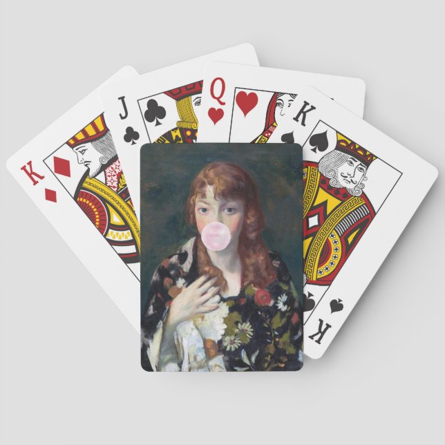 Edna blowing a pink bubble gum playing cards (Back)