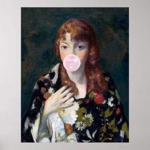 Edna blowing a pink bubble gum poster